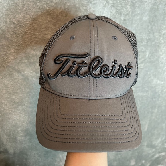 Titleist Other - Titleist Pro V1 FootJoy Mesh Stretch Fitted Golf Hat Baseball Cap M/L Gray Black
